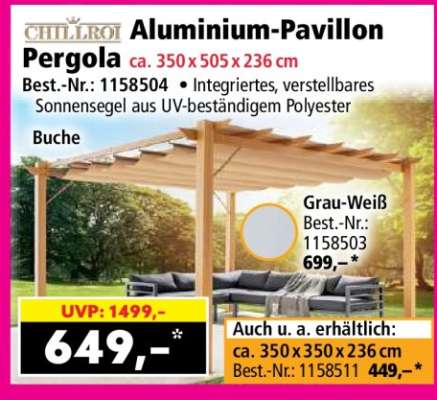Chillroi Aluminium-Pavillon Pergola