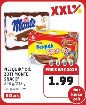 NESQUIK* od. ZOTT MONTE SNACK*