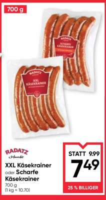 RADATZ XXL Käsekrainer oder Scharfe Käsekrainer