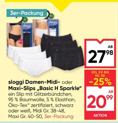 sloggi Damen-Midi- oder Maxi-Slips „Basic H Sparkle“