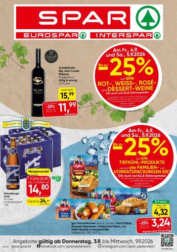 Angebote SPAR - 3.9.2026 - 9.9.2026.