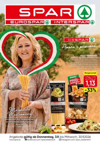 Angebote EUROSPAR - 3.9.2026 - 30.9.2026.