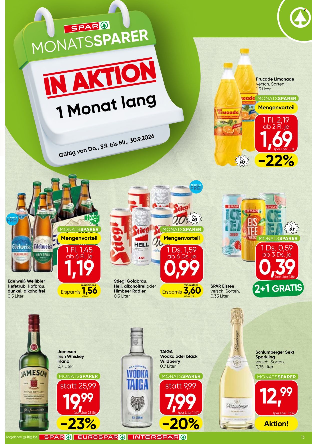 Angebote EUROSPAR - 3.9.2026 - 30.9.2026. Seite 1