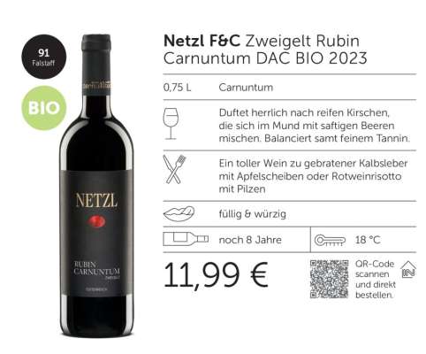 Netzl F&C Zweigelt Rubin Carnuntum DAC BIO 2023