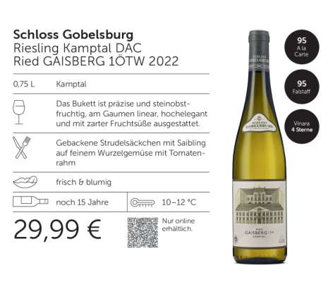 Schloss Gobelsburg Riesling Kamptal DAC Ried GAISBERG 1ÖTW 2022