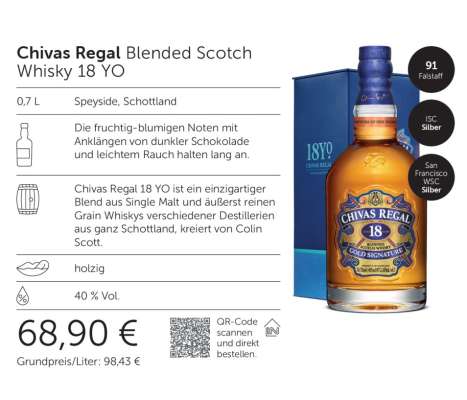 Chivas Regal Blended Scotch Whisky 18 YO
