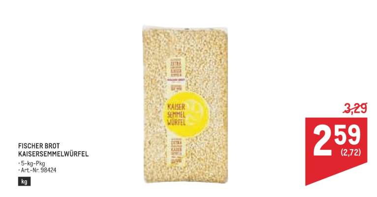 FISCHER BROT KAISERSEMMELWÜRFEL