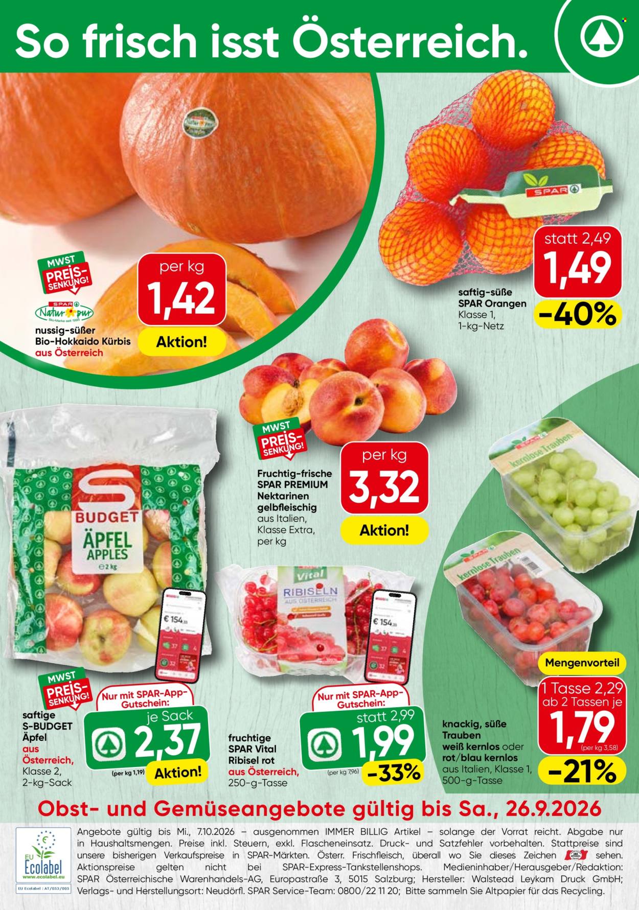 Angebote SPAR - 24.9.2026 - 7.10.2026. Seite 20
