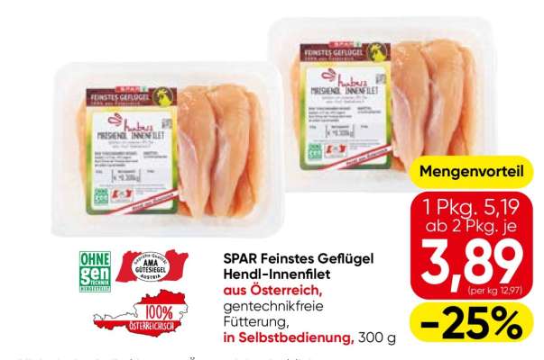 SPAR Feinstes Geflügel Hendl-Innenfilet
