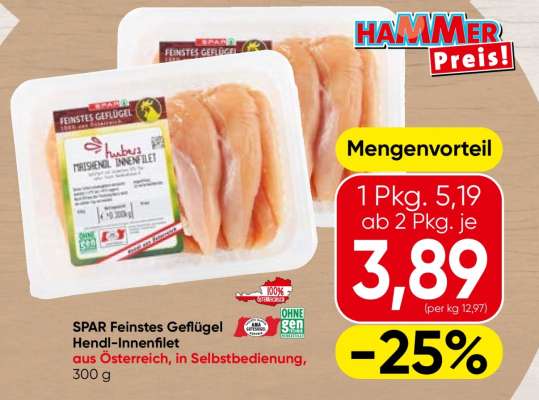 SPAR Feinstes Geflügel Hendl-Innenfilet