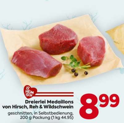 Dreierlei Medaillons von Hirsch, Reh & Wildschwein