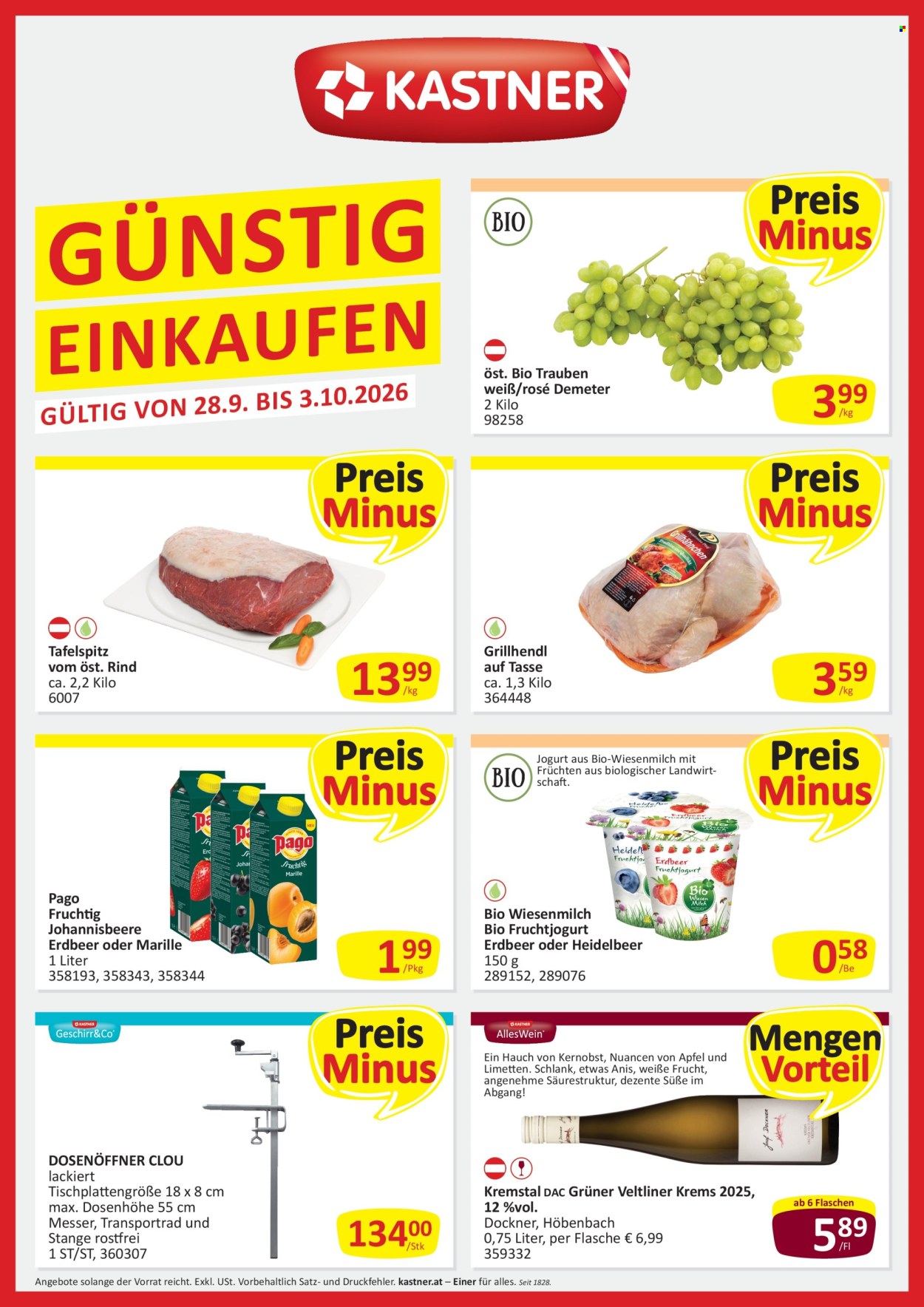 Angebote KASTNER - 28.9.2026 - 3.10.2026. Seite 1