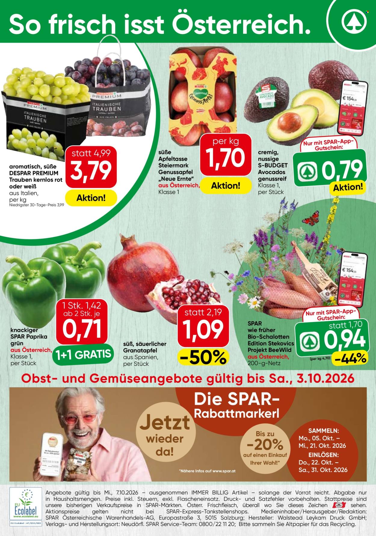 Angebote SPAR - 28.9.2026 - 3.10.2026. Seite 1