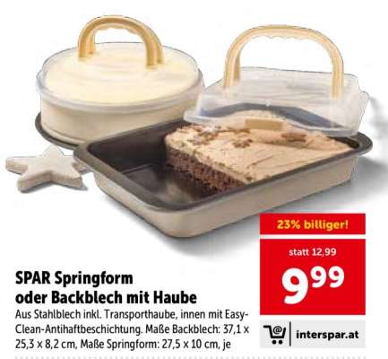 SPAR Springform oder Backblech mit Haube