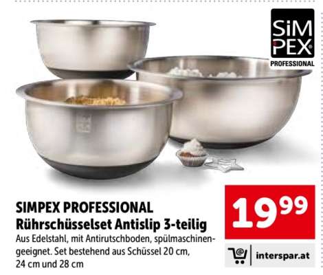 SIMPEX PROFESSIONAL Rührschüsselset Antislip 3-teilig