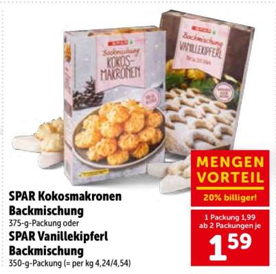 SPAR Kokosmakronen Backmischung oder SPAR Vanillekipferl Backmischung