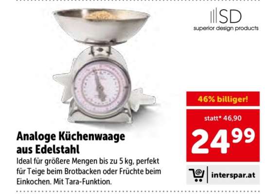 Analoge Küchenwaage aus Edelstahl