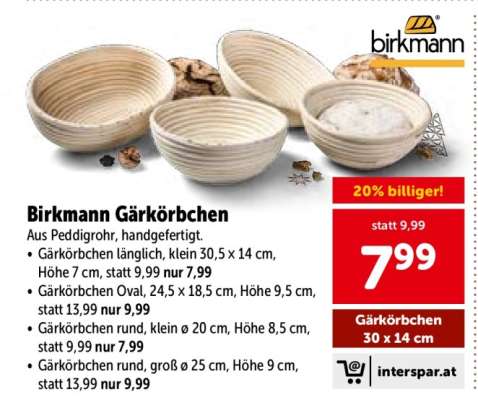 Gärkörbchen 30 x 14 cm