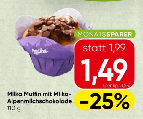 Milka Muffin mit Milka-Alpenmilchschokolade