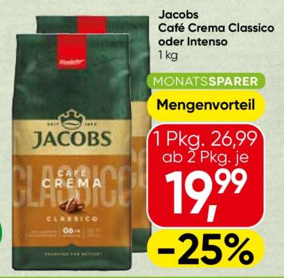Jacobs Café Crema Classico oder Intenso