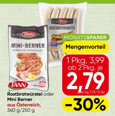 TANN Rostbratwürstel oder Mini Berner