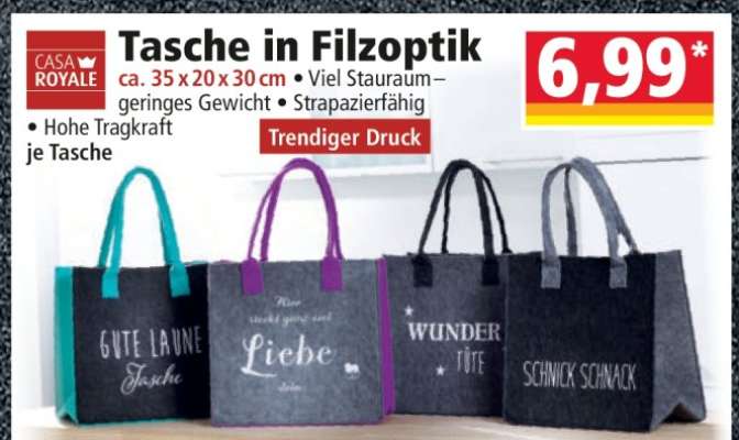 Tasche in Filzoptik