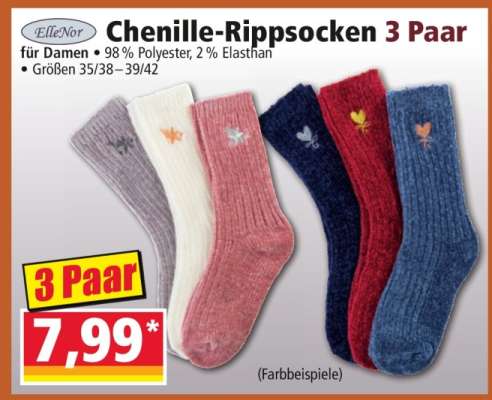 Chenille-Rippsocken 3 Paar