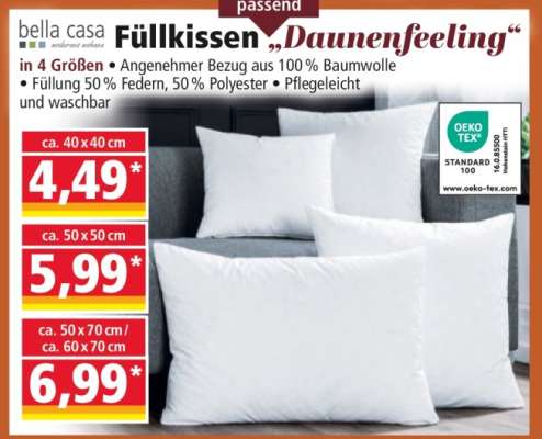bella casa Füllkissen „Daunenfeeling“