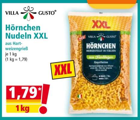 Hörnchen Nudeln XXL