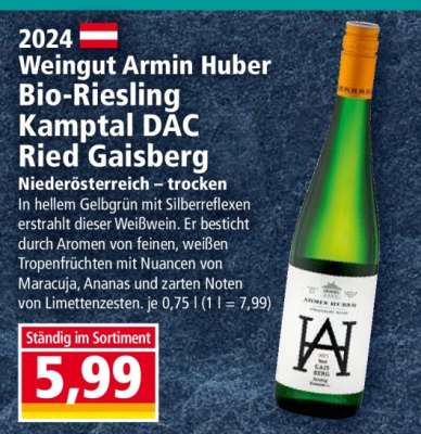 Weingut Armin Huber Bio-Riesling Kamptal DAC Ried Gaisberg