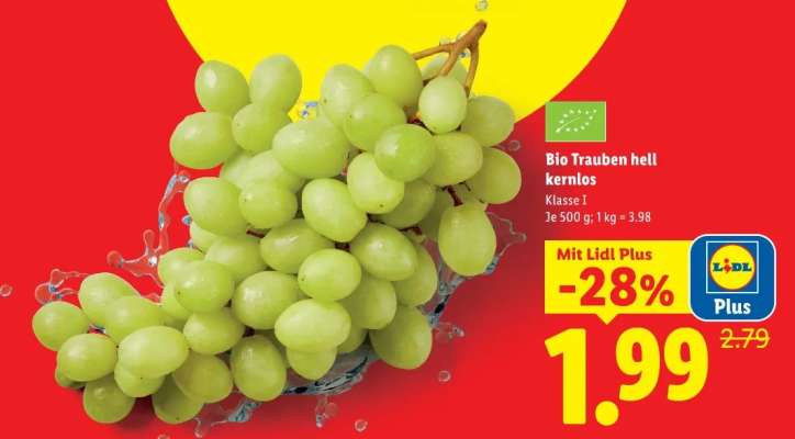 Bio Trauben hell kernlos