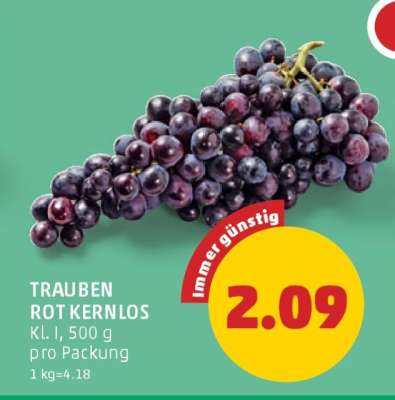 Trauben rot kernlos