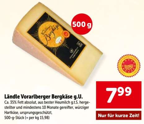 Ländle Vorarlberger Bergkäse g.U.