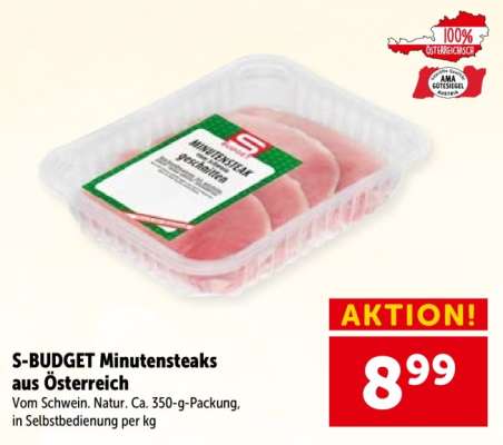 S-BUDGET Minutensteaks aus Österreich