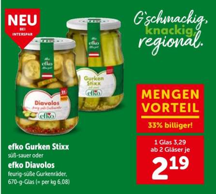 efko Gurken Stixx süß-sauer oder efko Diavolos