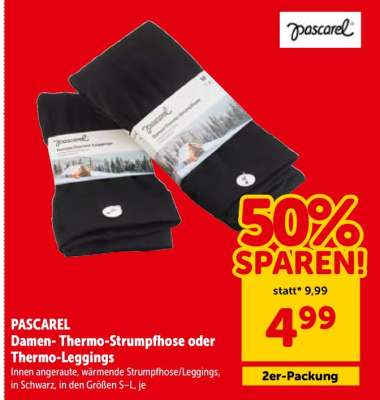 Pascarel Damen-Thermo-Strumpfhose oder Thermo-Leggings