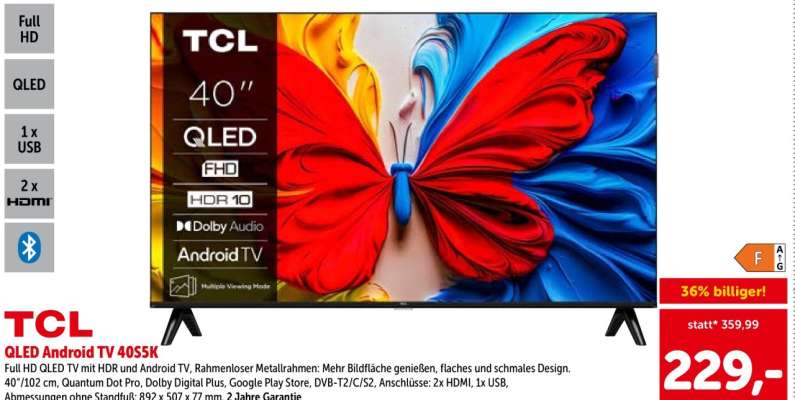 TCL QLED Android TV 40S5K