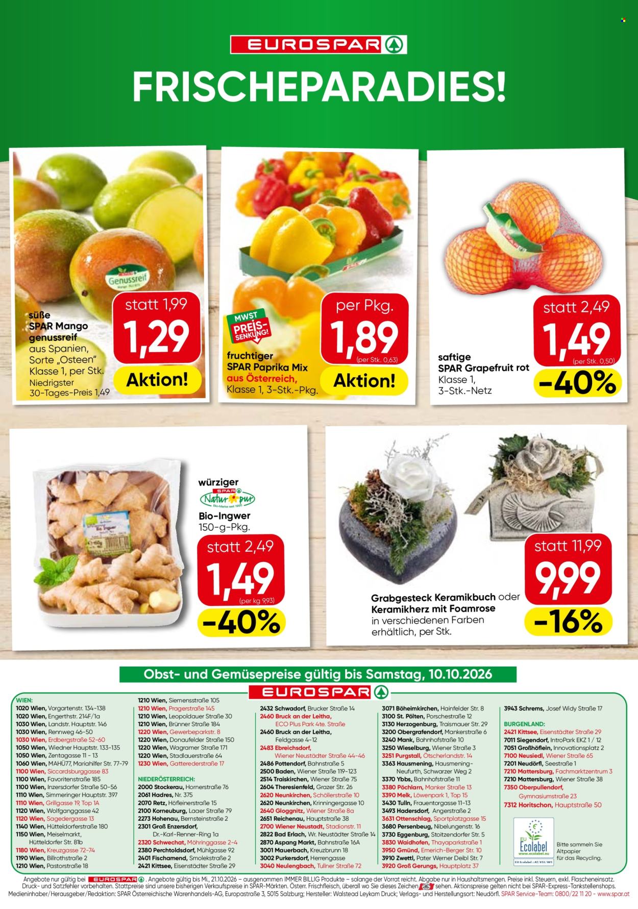 Angebote EUROSPAR - 8.10.2026 - 21.10.2026. Seite 16
