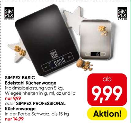 SIMPEX BASIC Edelstahl Küchenwaage