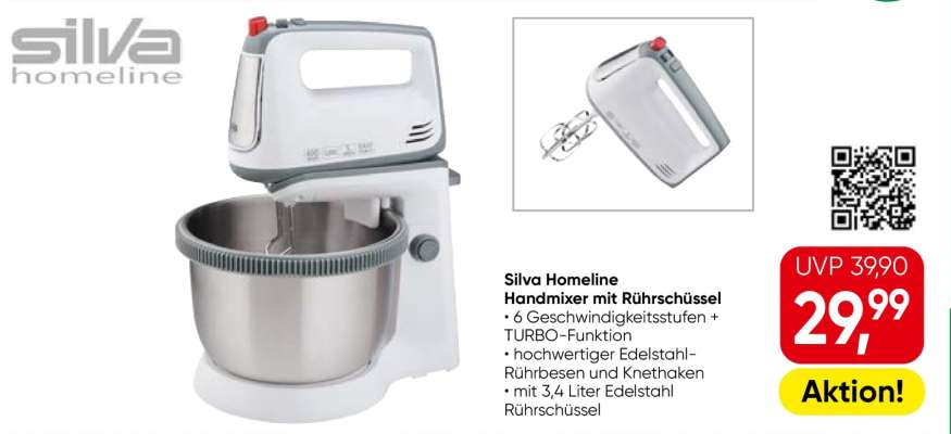 Silva Homeline Handmixer mit Rührschüssel