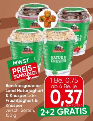 Berchtesgadener Land Naturjoghurt & Knusper oder Fruchtjoghurt & Knusper