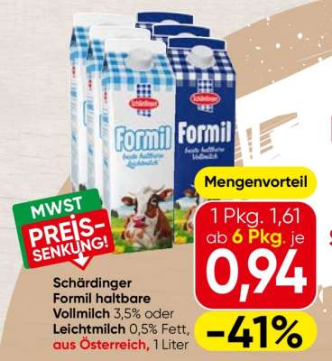 Schärdinger Formil haltbare Vollmilch oder Leichtmilch