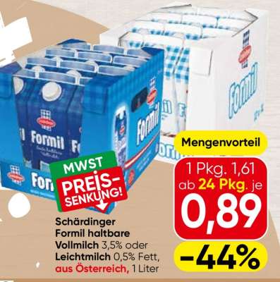 Schärdinger Formil haltbare Vollmilch 3,5% oder Leichtmilch 0,5% Fett