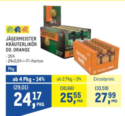 JÄGERMEISTER KRÄUTERLIKÖR OD. ORANGE