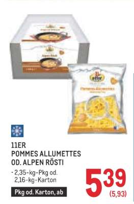 11ER POMMES ALLUMETTES OD. ALPEN RÖSTI