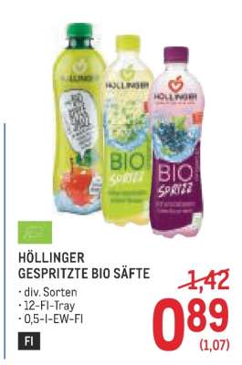HÖLLINGER GESPRITZTE BIO SÄFTE