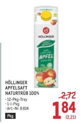 HÖLLINGER APFELSAFT NATURTRÜB 100%