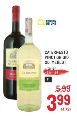 CA' ERNESTO PINOT GRIGIO OD. MERLOT