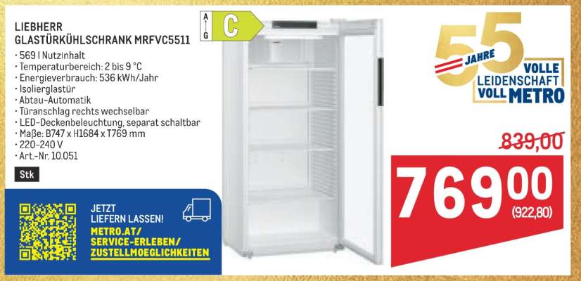 LIEBHERR GLASTÜRKÜHLSCHRANK MRFCV5511