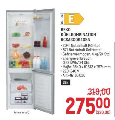 BEKO KÜHLKOMBINATION RCSA300K40SN